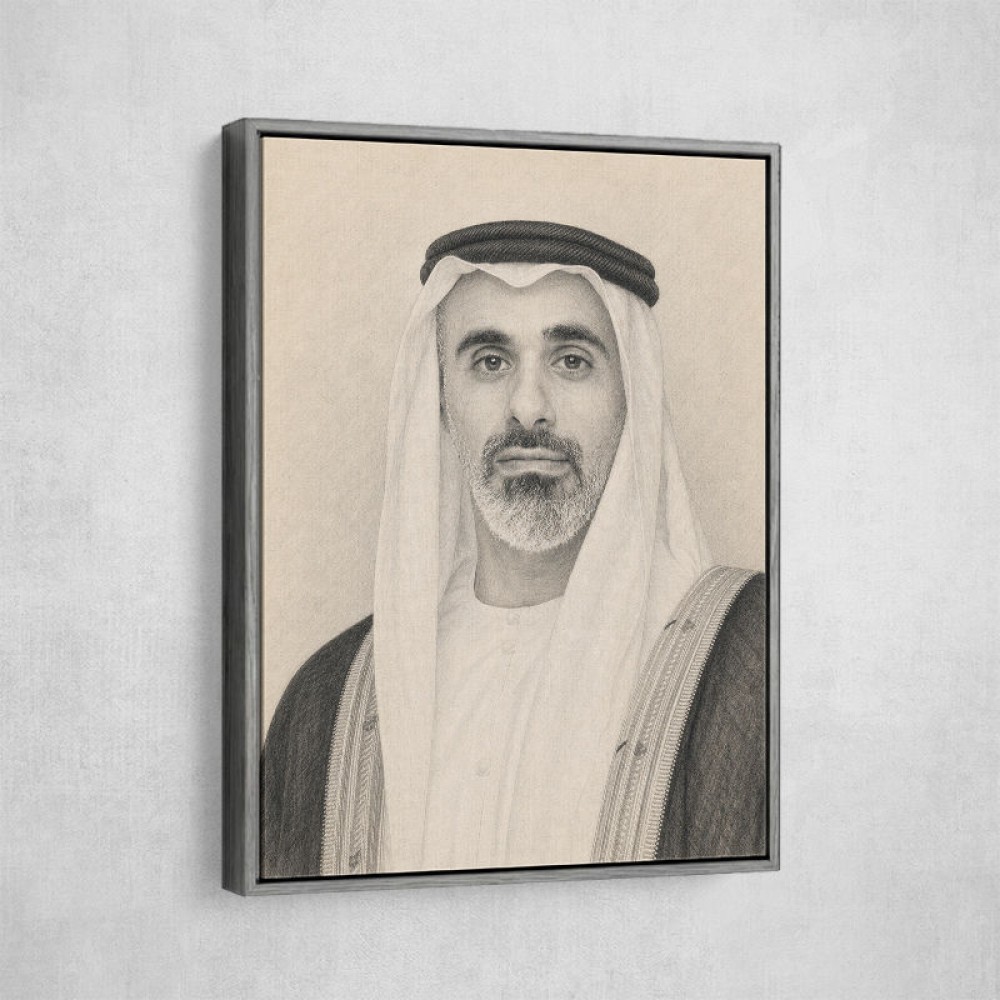 Sheikh Khaled bin Mohamed bin Zayed Al Nahyan Pencil Sketch Style Portrait