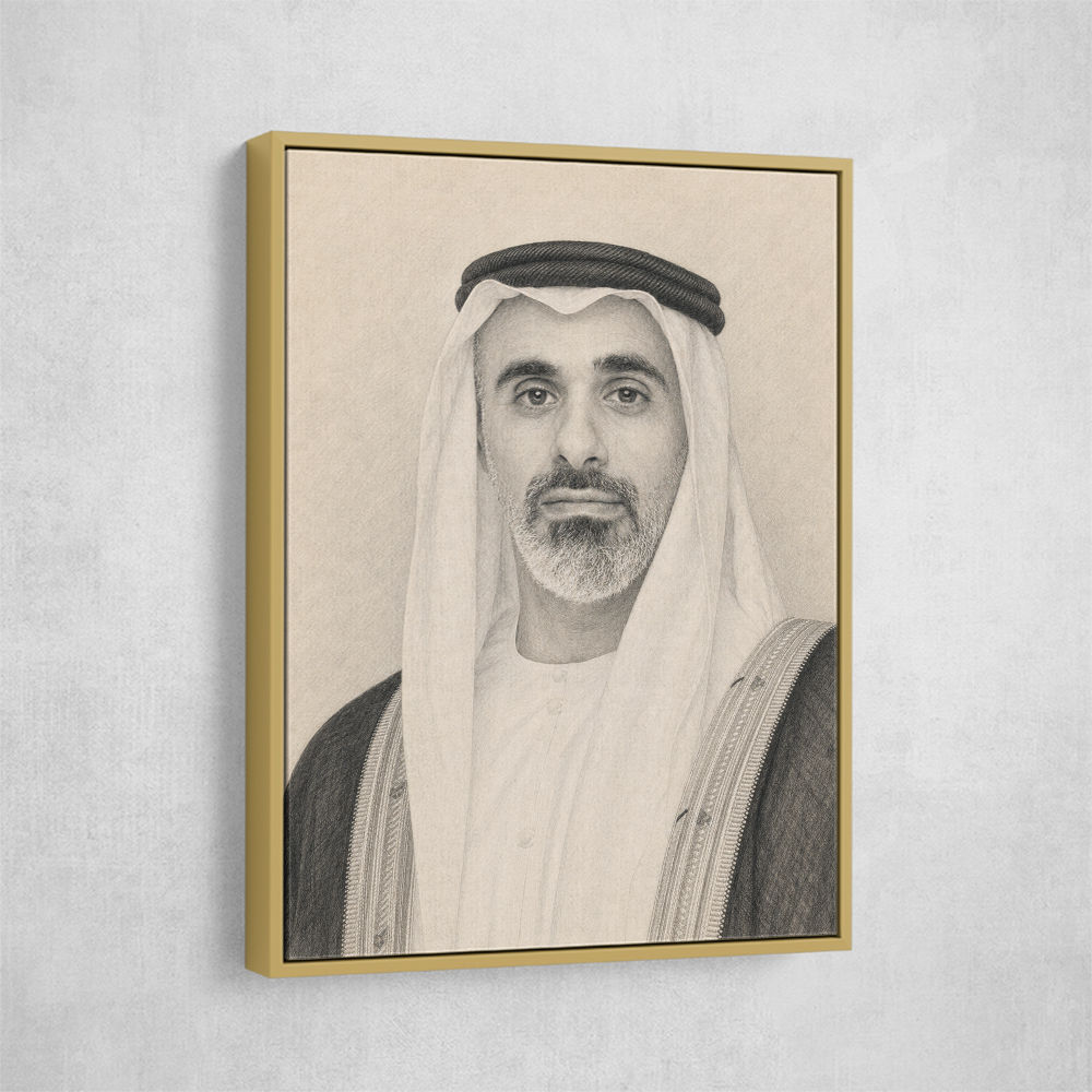 Sheikh Khaled bin Mohamed bin Zayed Al Nahyan Pencil Sketch Style Portrait
