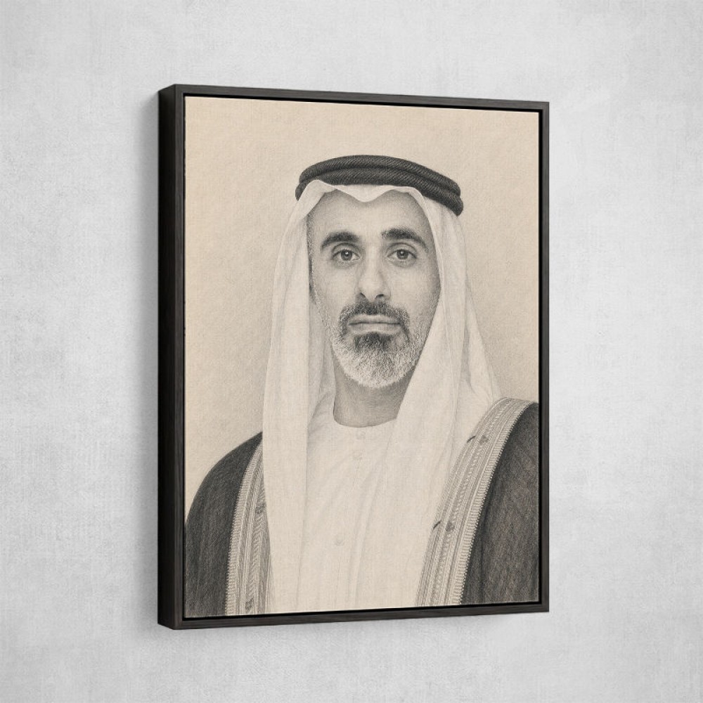 Sheikh Khaled bin Mohamed bin Zayed Al Nahyan Pencil Sketch Style Portrait