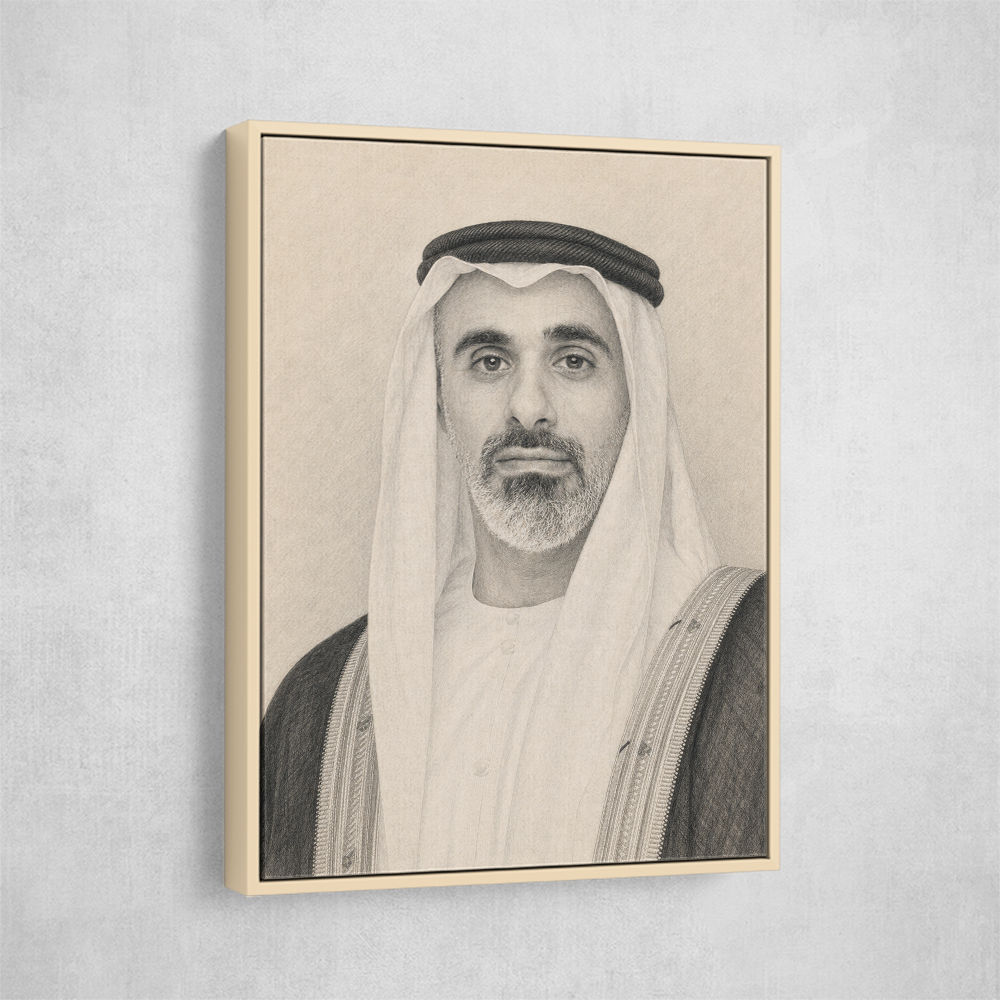 Sheikh Khaled bin Mohamed bin Zayed Al Nahyan Pencil Sketch Style Portrait