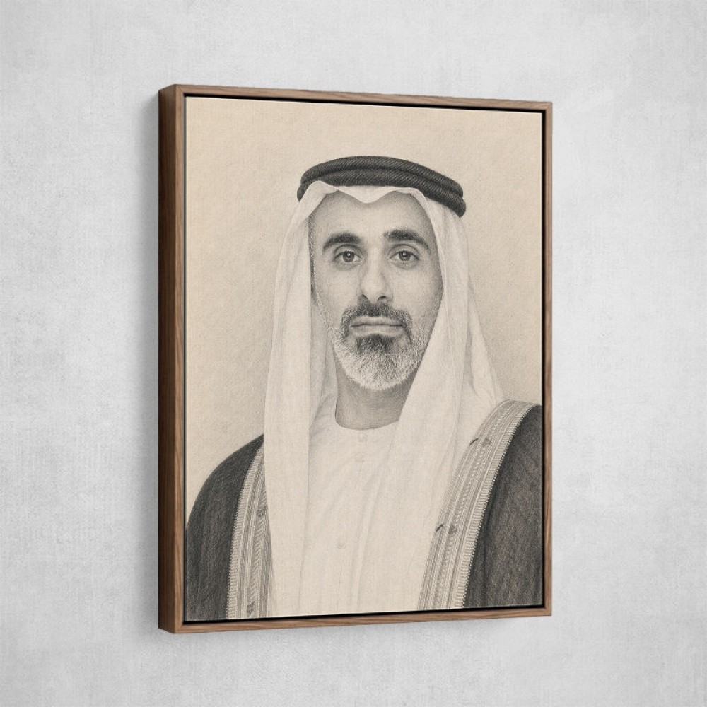 Sheikh Khaled bin Mohamed bin Zayed Al Nahyan Pencil Sketch Style Portrait