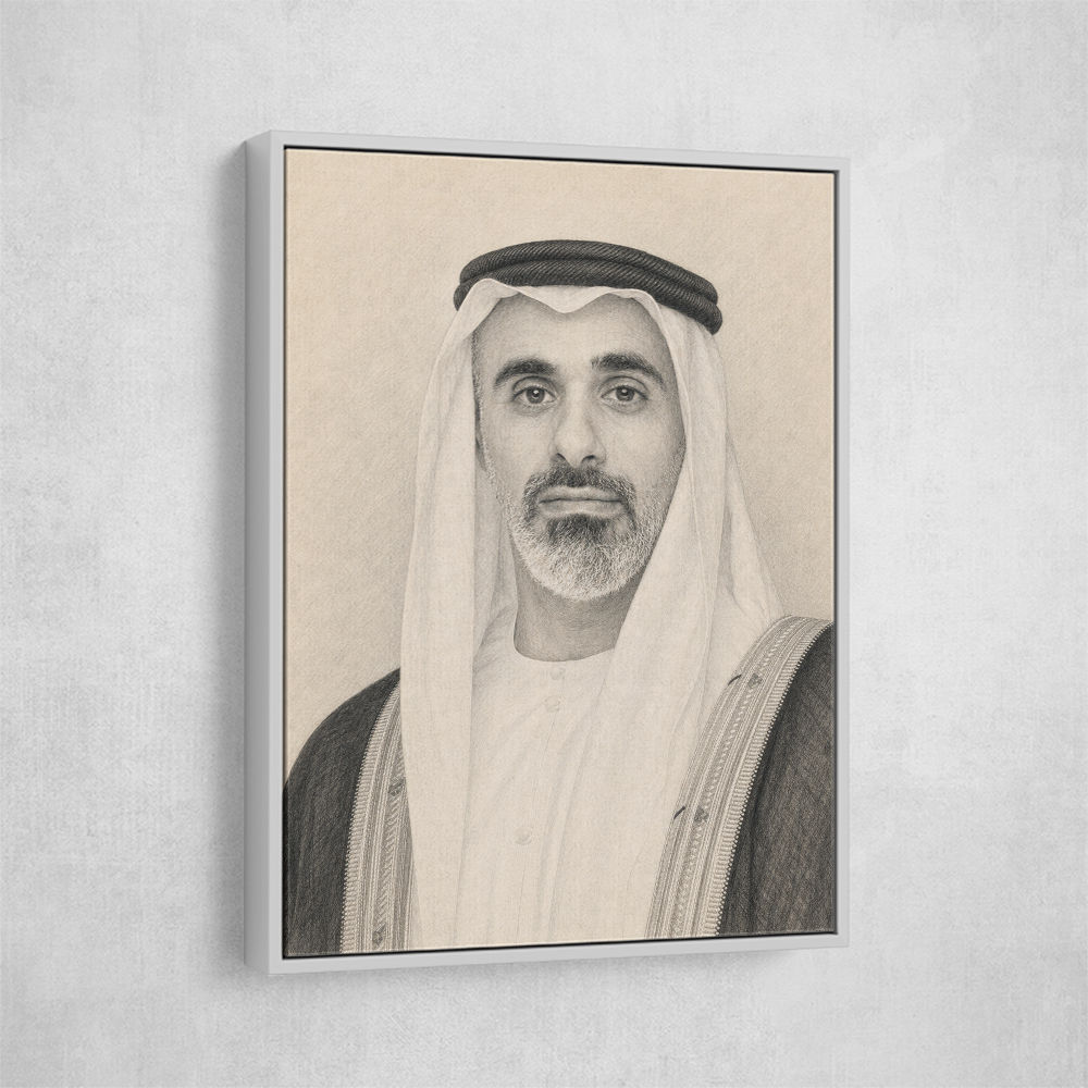 Sheikh Khaled bin Mohamed bin Zayed Al Nahyan Pencil Sketch Style Portrait