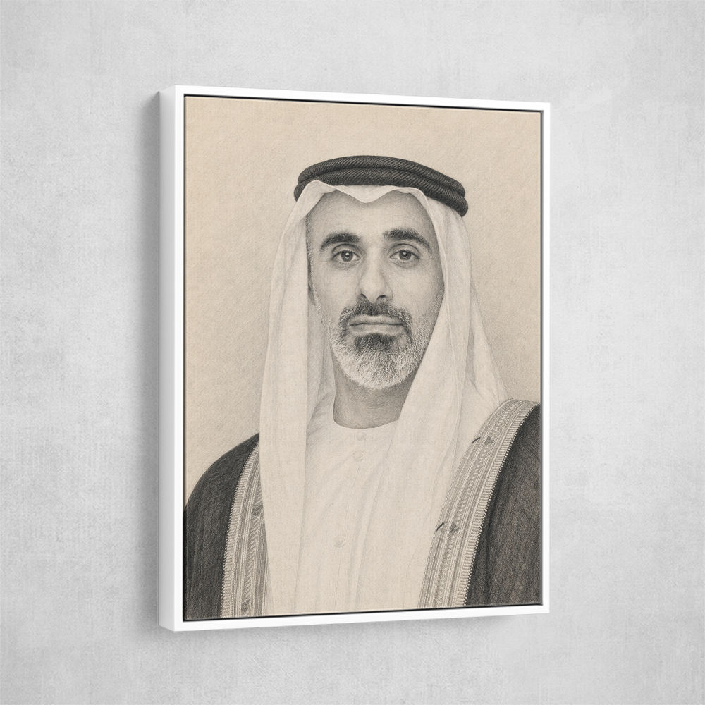 Sheikh Khaled bin Mohamed bin Zayed Al Nahyan Pencil Sketch Style Portrait