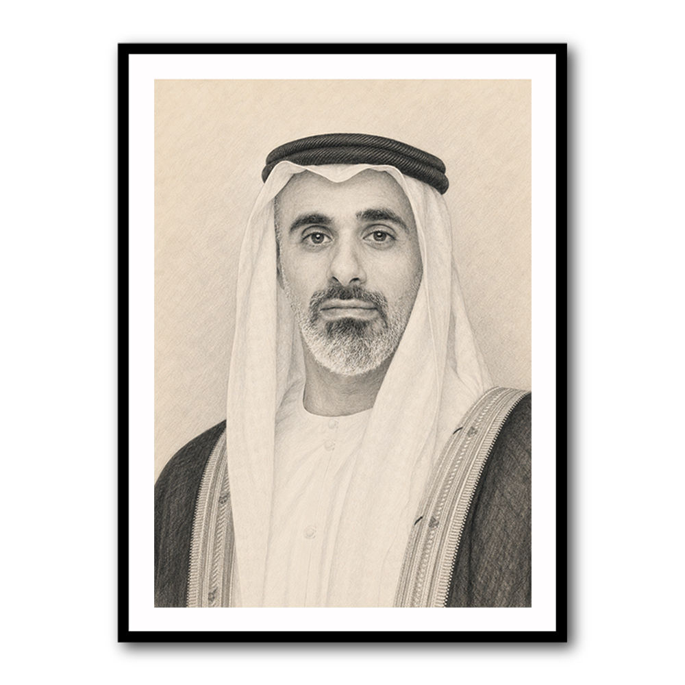 Sheikh Khaled bin Mohamed bin Zayed Al Nahyan Pencil Sketch Style Portrait