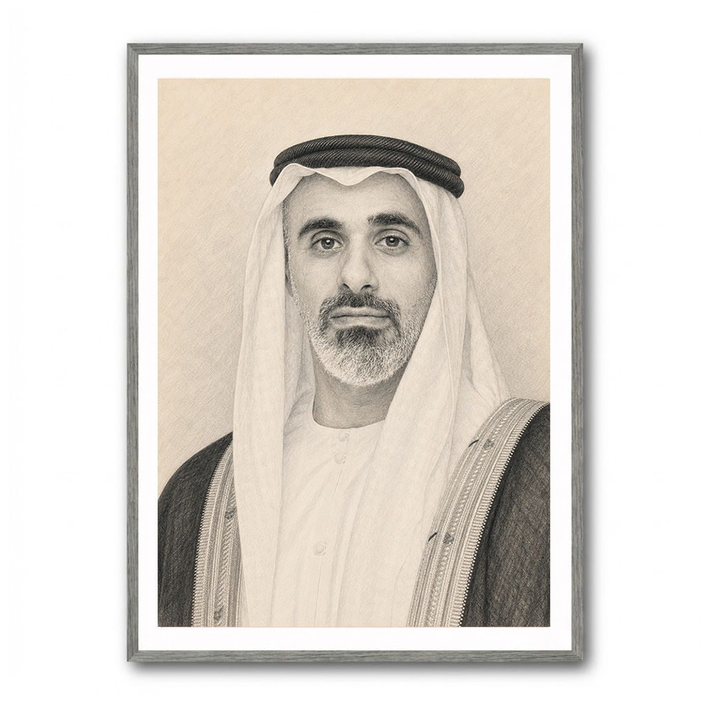 Sheikh Khaled bin Mohamed bin Zayed Al Nahyan Pencil Sketch Style Portrait