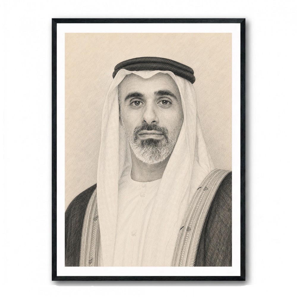 Sheikh Khaled bin Mohamed bin Zayed Al Nahyan Pencil Sketch Style Portrait