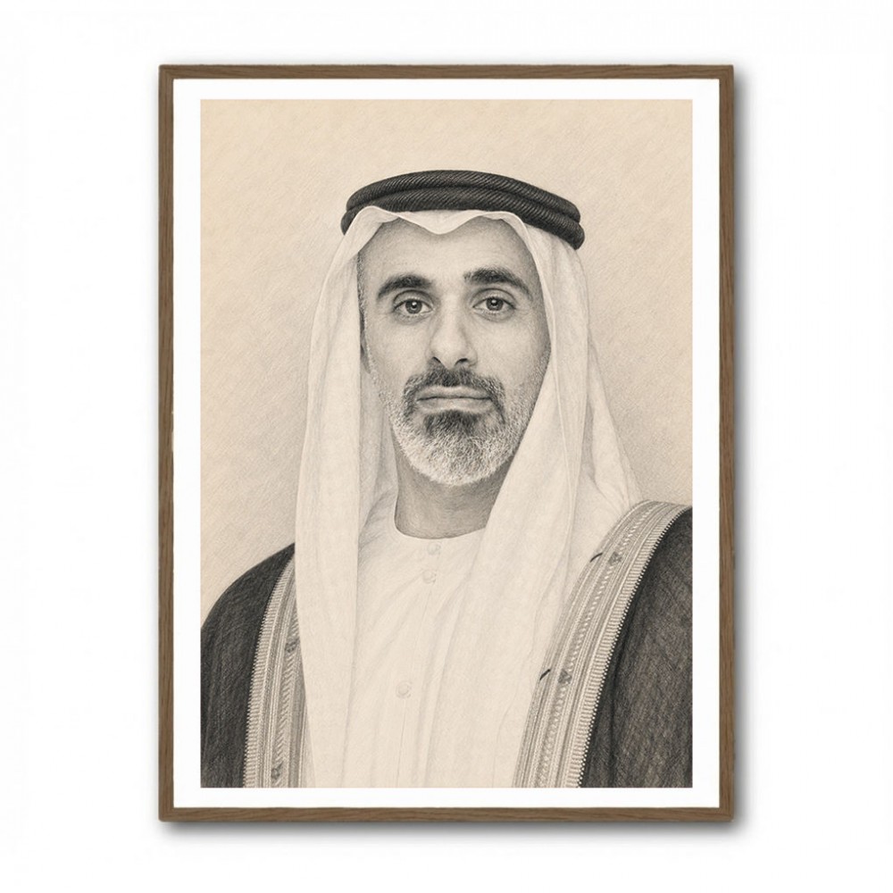 Sheikh Khaled bin Mohamed bin Zayed Al Nahyan Pencil Sketch Style Portrait