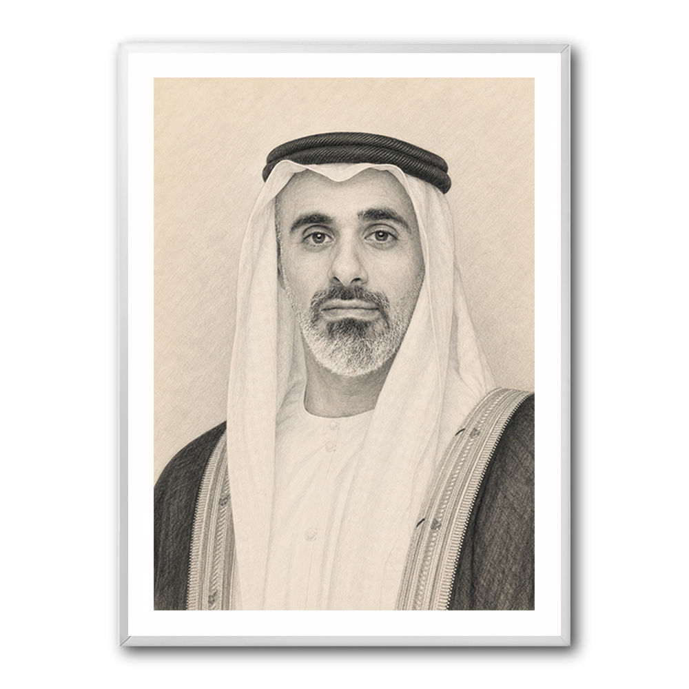 Sheikh Khaled bin Mohamed bin Zayed Al Nahyan Pencil Sketch Style Portrait