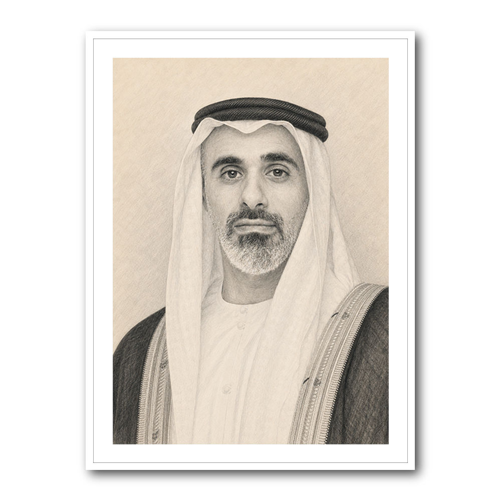 Sheikh Khaled bin Mohamed bin Zayed Al Nahyan Pencil Sketch Style Portrait