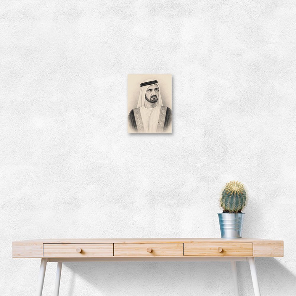 Sheikh Mohammed bin Rashid Al Maktoum 1 Pencil Sketch Style Portrait