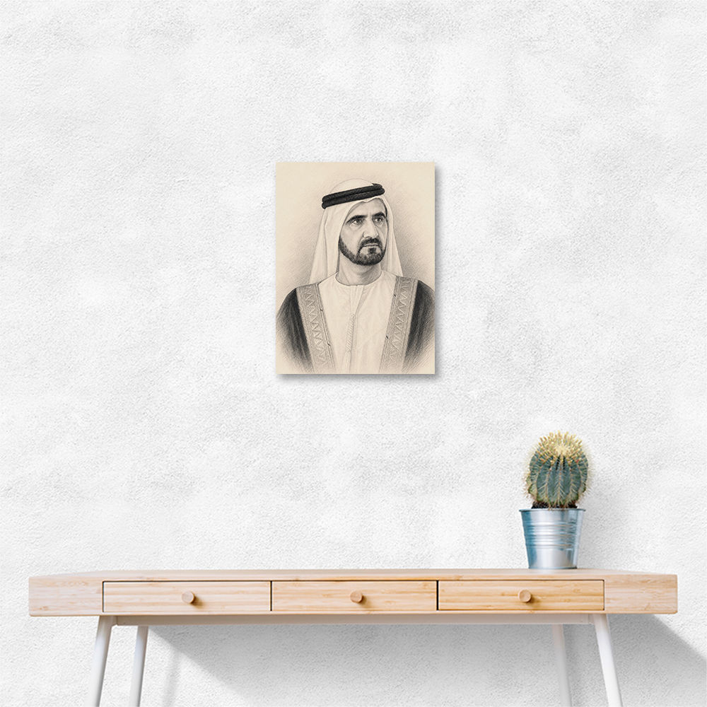 Sheikh Mohammed bin Rashid Al Maktoum 1 Pencil Sketch Style Portrait