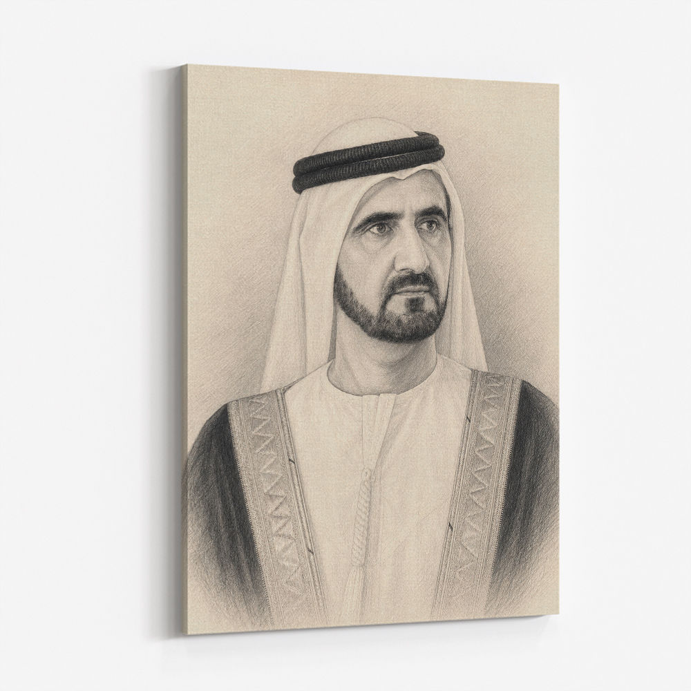Sheikh Mohammed bin Rashid Al Maktoum 1 Pencil Sketch Style Portrait