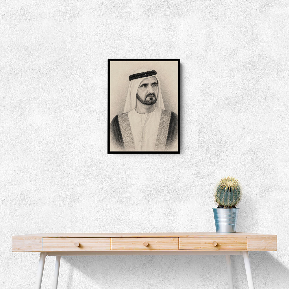 Sheikh Mohammed bin Rashid Al Maktoum 1 Pencil Sketch Style Portrait