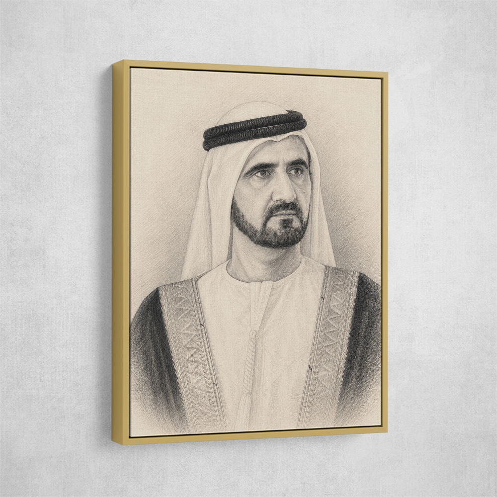 Sheikh Mohammed bin Rashid Al Maktoum 1 Pencil Sketch Style Portrait