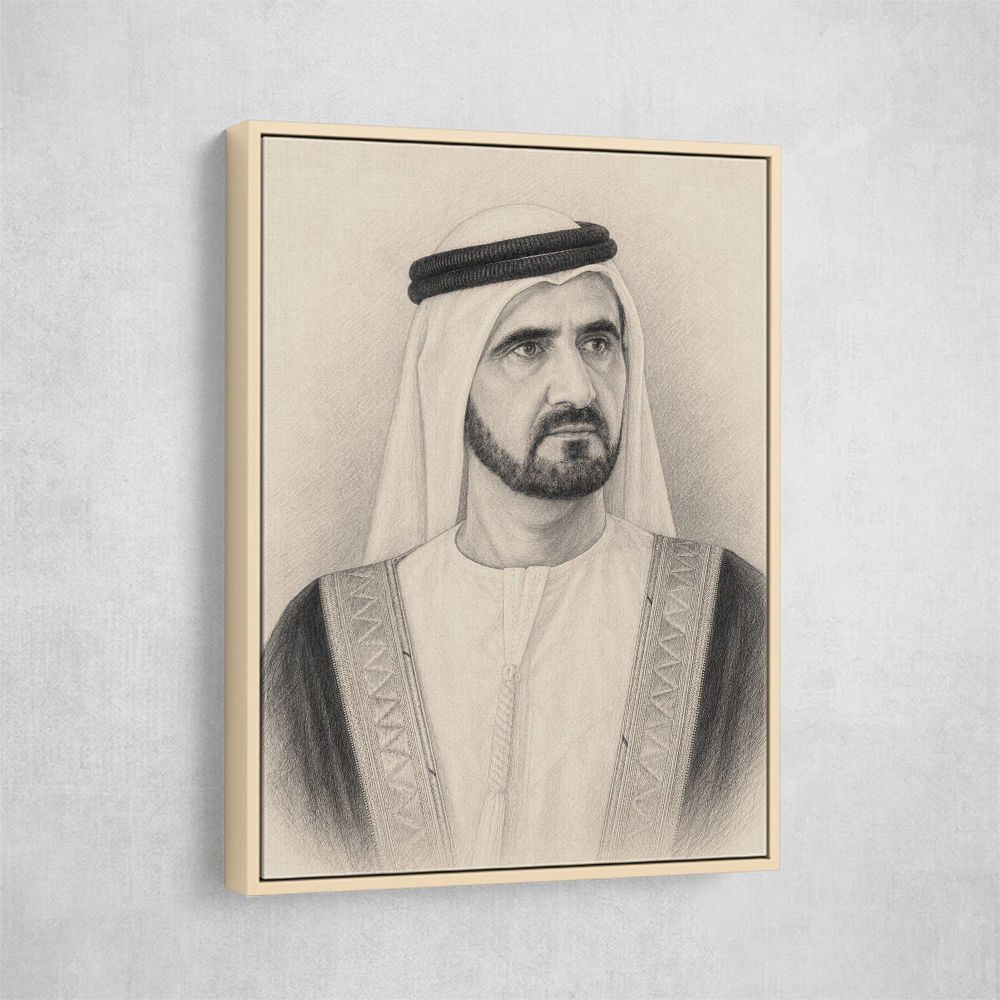 Sheikh Mohammed bin Rashid Al Maktoum 1 Pencil Sketch Style Portrait