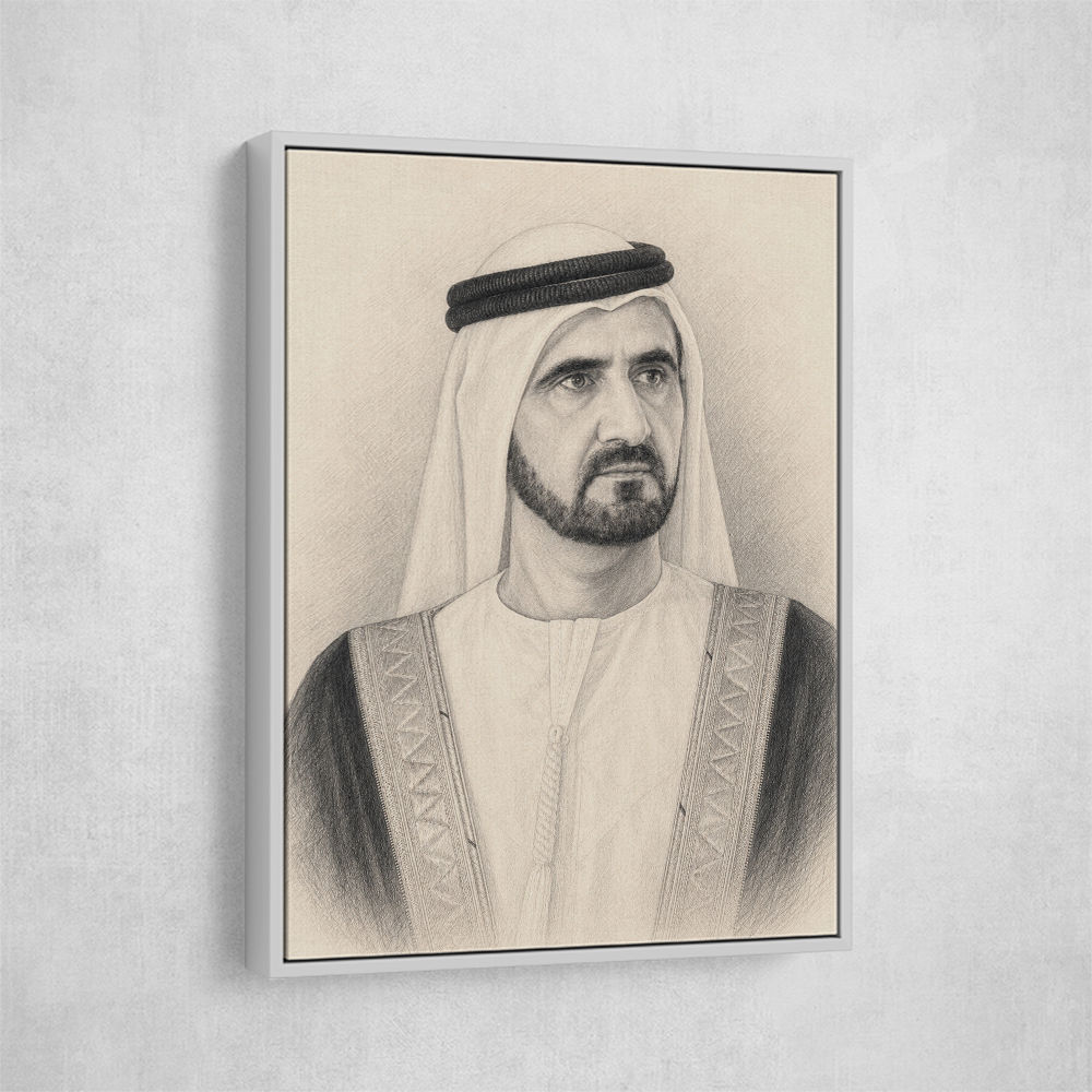 Sheikh Mohammed bin Rashid Al Maktoum 1 Pencil Sketch Style Portrait