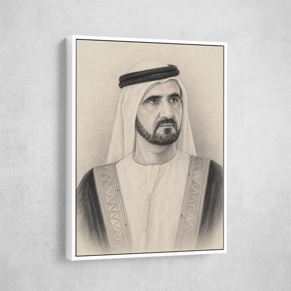 Sheikh Mohammed bin Rashid Al Maktoum 1 Pencil Sketch Style Portrait
