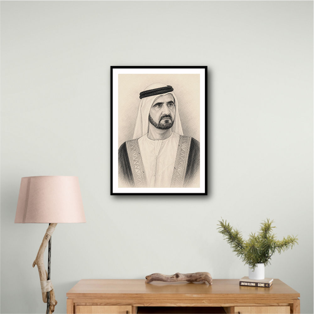 Sheikh Mohammed bin Rashid Al Maktoum 1 Pencil Sketch Style Portrait