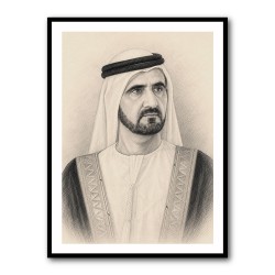 Sheikh Mohammed bin Rashid Al Maktoum 1 Pencil Sketch Style Portrait