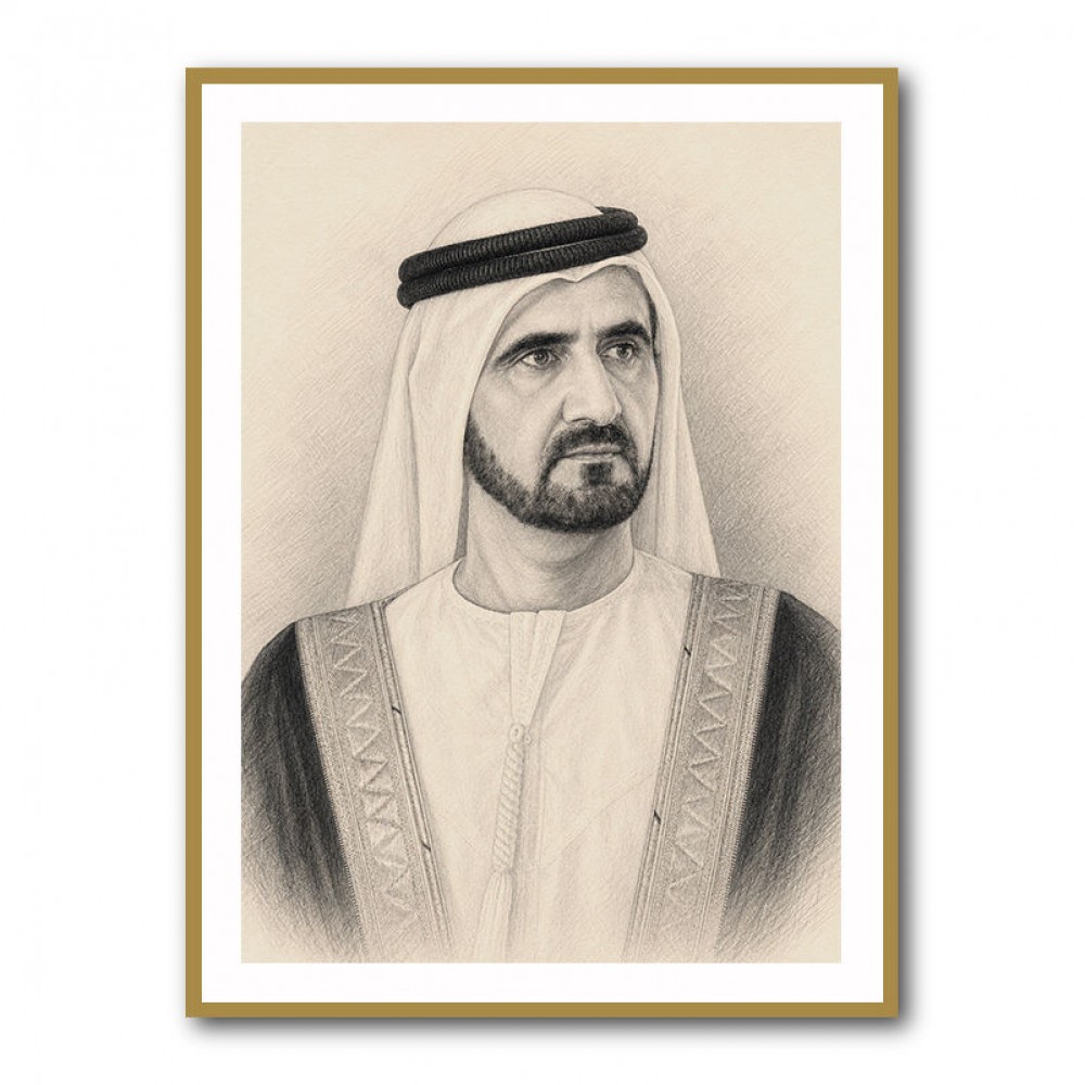 Sheikh Mohammed bin Rashid Al Maktoum 1 Pencil Sketch Style Portrait