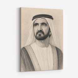 Sheikh Mohammed bin Rashid Al Maktoum Pencil Sketch Style Portrait