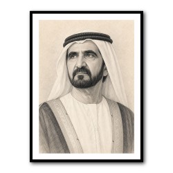 Sheikh Mohammed bin Rashid Al Maktoum Pencil Sketch Style Portrait