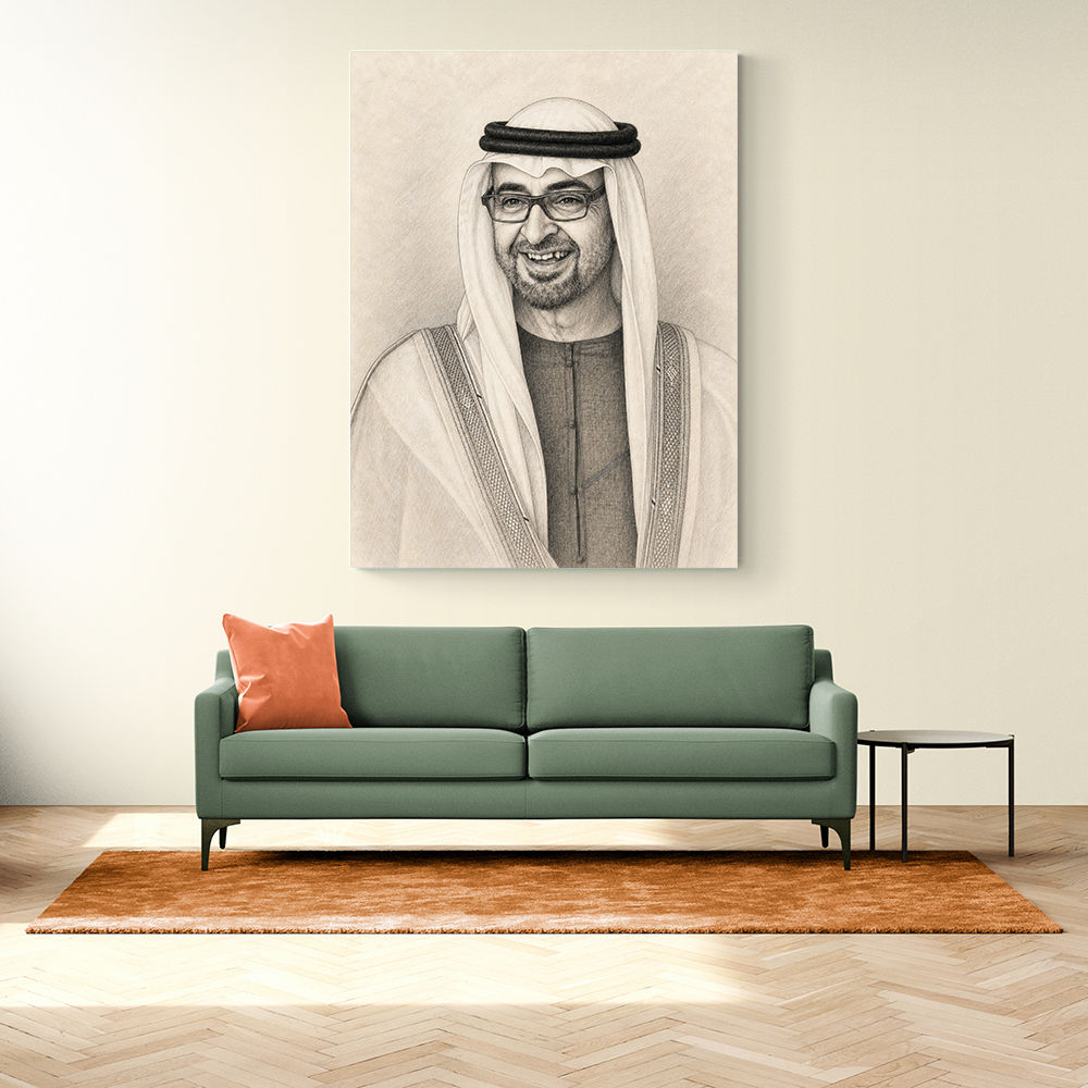 Sheikh Mohammed Bin Zayed Al Nahyan 1 Pencil Sketch Style Portrait