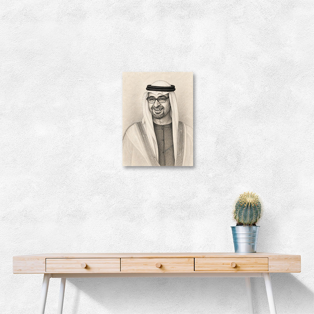 Sheikh Mohammed Bin Zayed Al Nahyan 1 Pencil Sketch Style Portrait