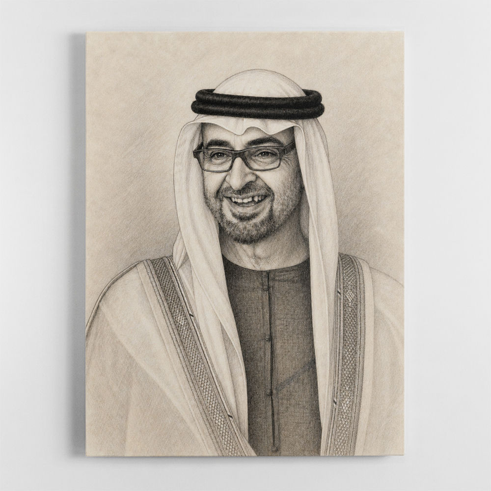 Sheikh Mohammed Bin Zayed Al Nahyan 1 Pencil Sketch Style Portrait