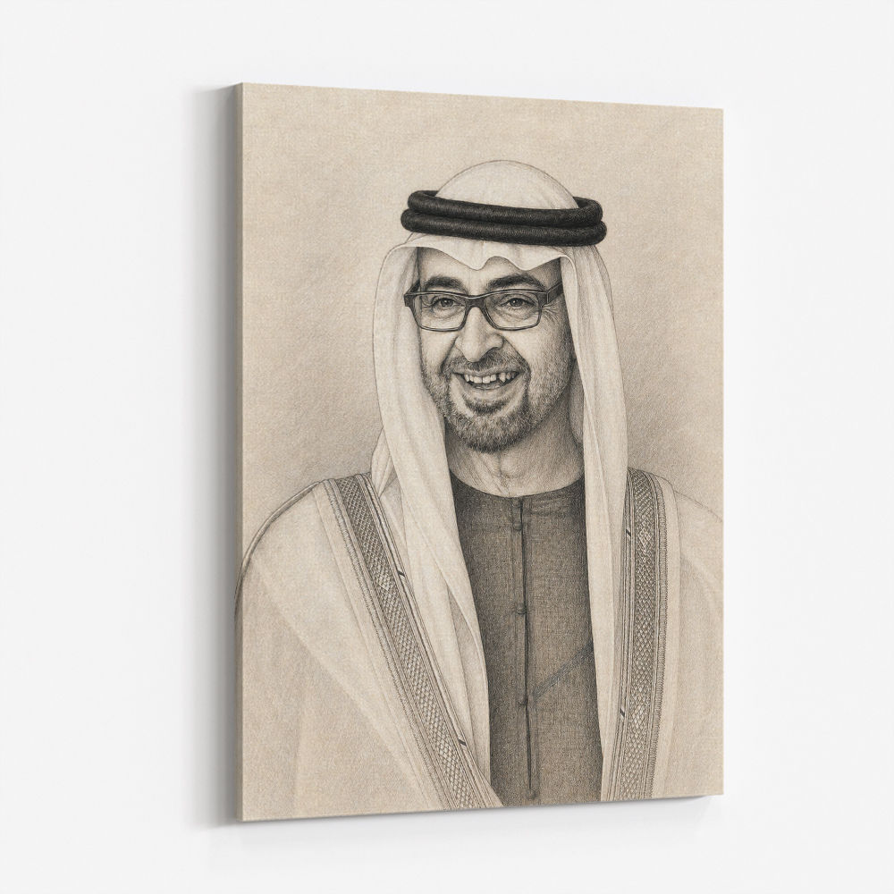 Sheikh Mohammed Bin Zayed Al Nahyan 1 Pencil Sketch Style Portrait