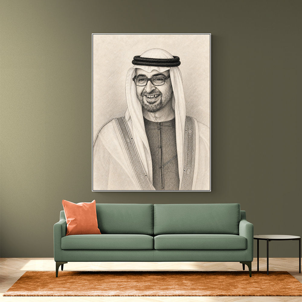Sheikh Mohammed Bin Zayed Al Nahyan 1 Pencil Sketch Style Portrait
