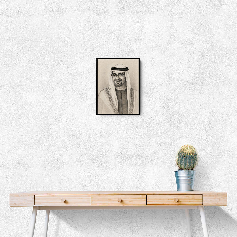 Sheikh Mohammed Bin Zayed Al Nahyan 1 Pencil Sketch Style Portrait