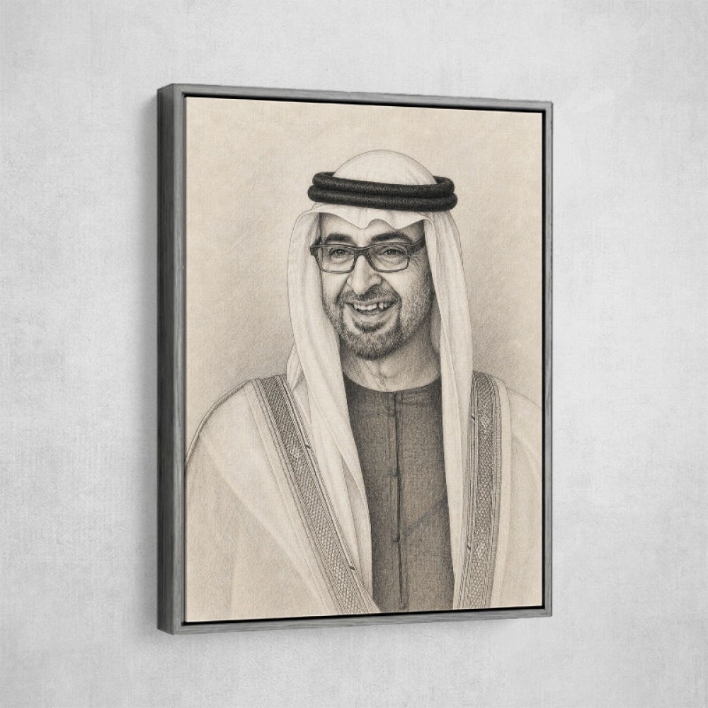 Sheikh Mohammed Bin Zayed Al Nahyan 1 Pencil Sketch Style Portrait