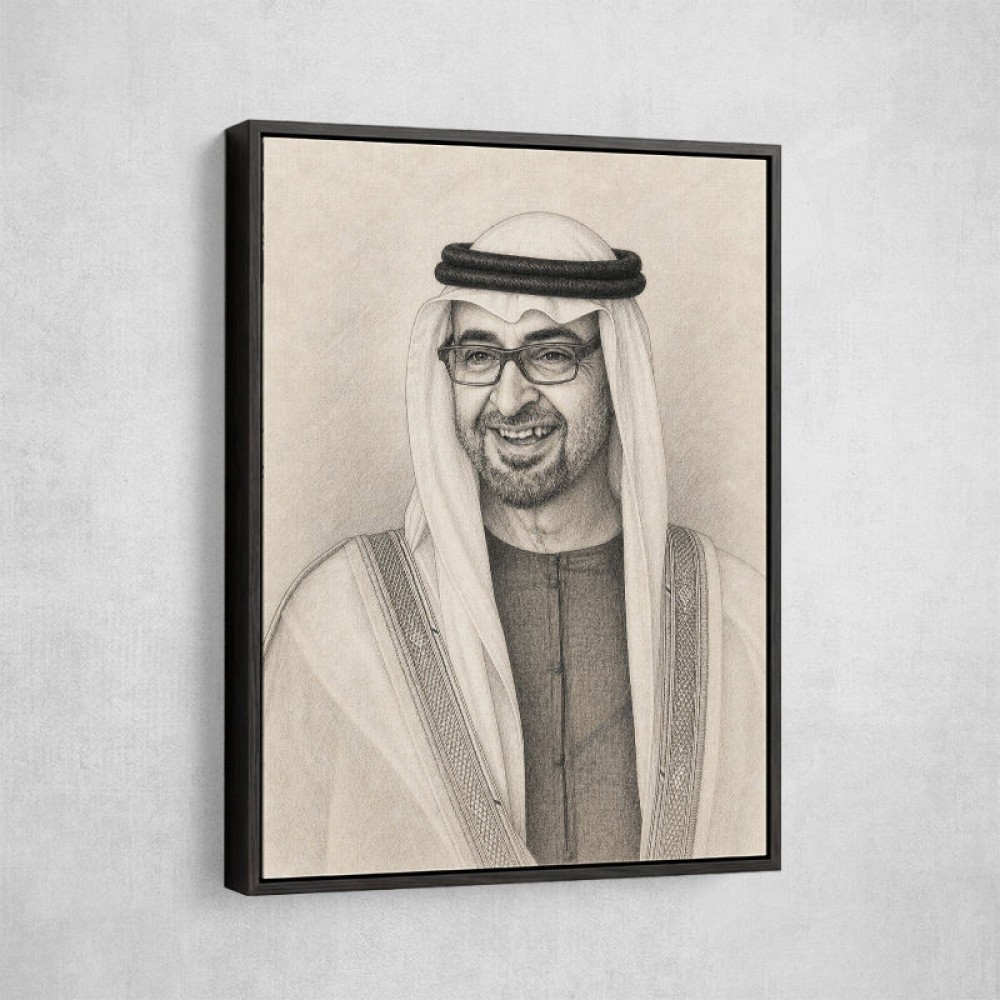 Sheikh Mohammed Bin Zayed Al Nahyan 1 Pencil Sketch Style Portrait