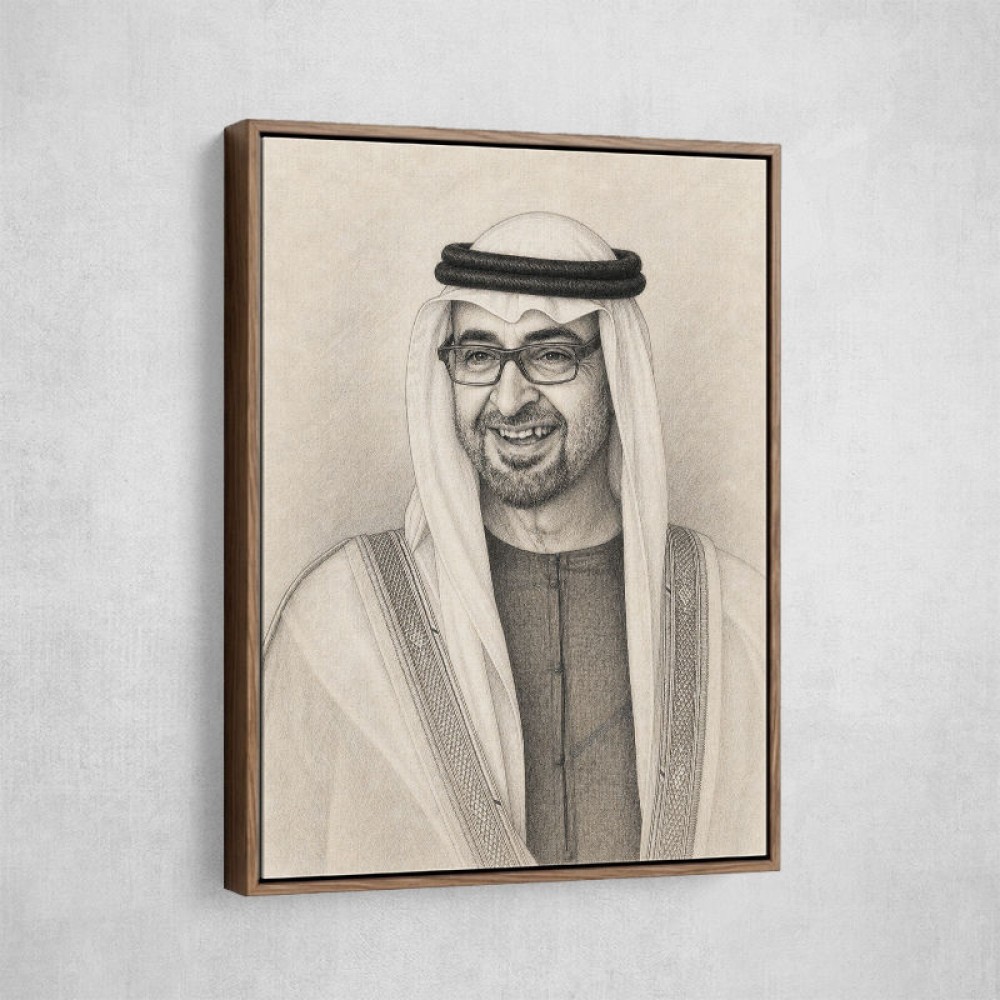 Sheikh Mohammed Bin Zayed Al Nahyan 1 Pencil Sketch Style Portrait
