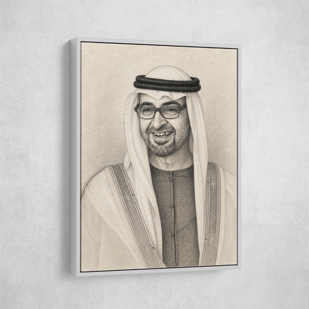 Sheikh Mohammed Bin Zayed Al Nahyan 1 Pencil Sketch Style Portrait