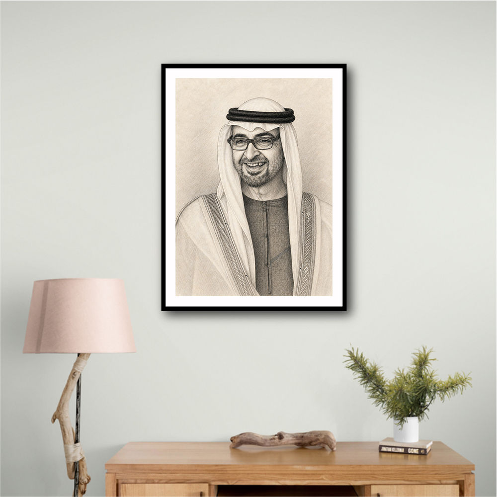 Sheikh Mohammed Bin Zayed Al Nahyan 1 Pencil Sketch Style Portrait