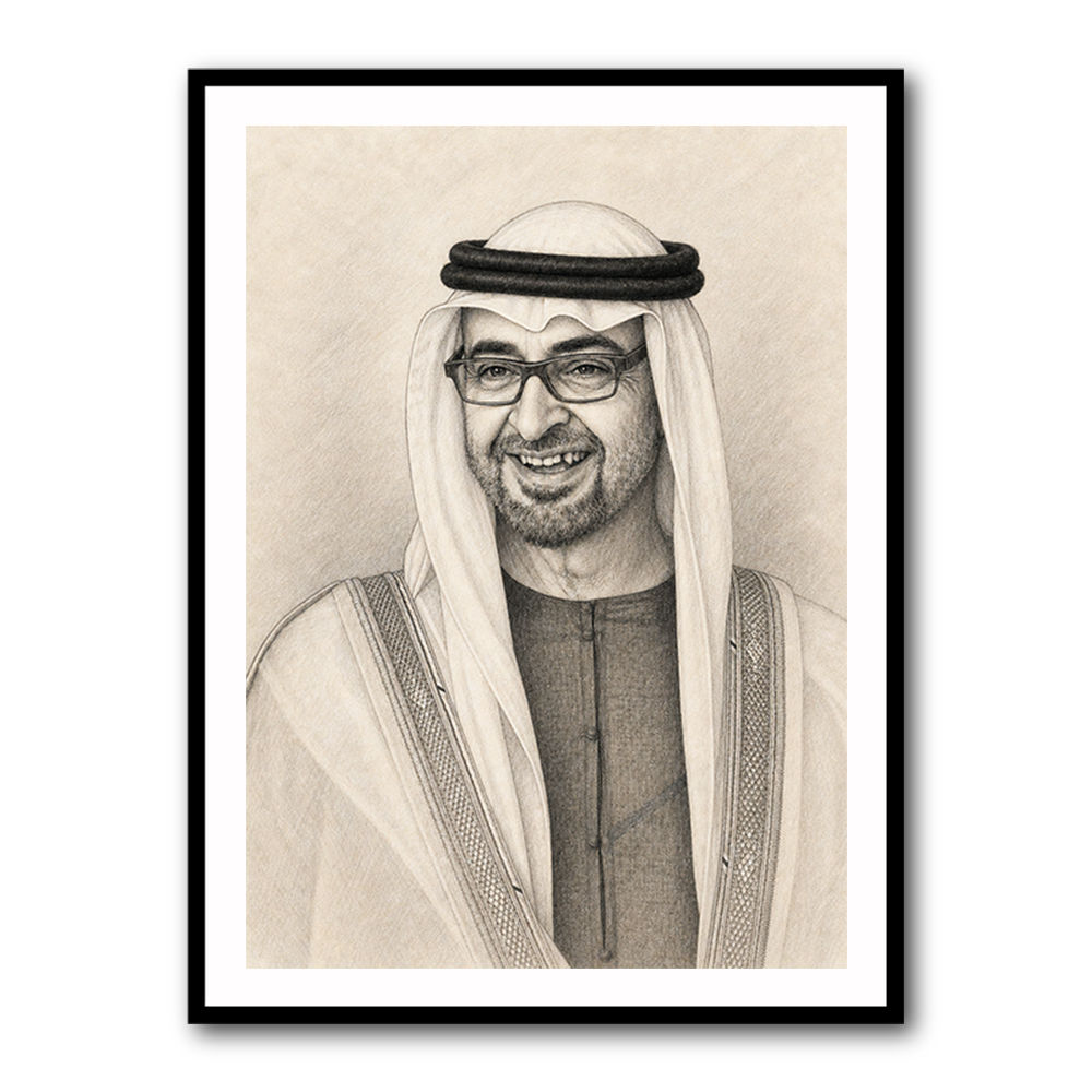 Sheikh Mohammed Bin Zayed Al Nahyan 1 Pencil Sketch Style Portrait