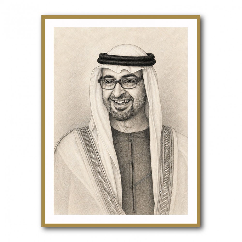 Sheikh Mohammed Bin Zayed Al Nahyan 1 Pencil Sketch Style Portrait