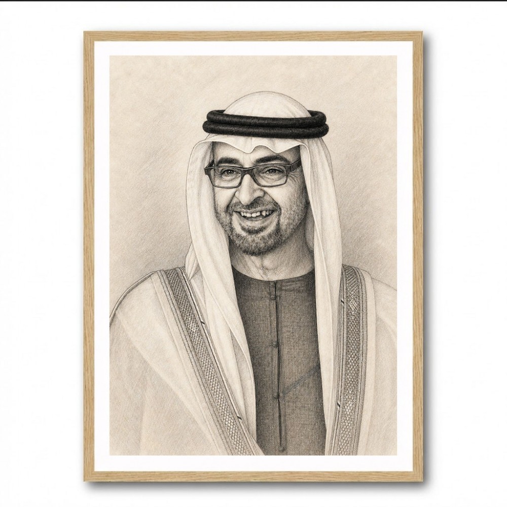 Sheikh Mohammed Bin Zayed Al Nahyan 1 Pencil Sketch Style Portrait