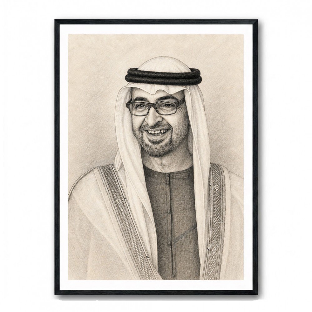 Sheikh Mohammed Bin Zayed Al Nahyan 1 Pencil Sketch Style Portrait