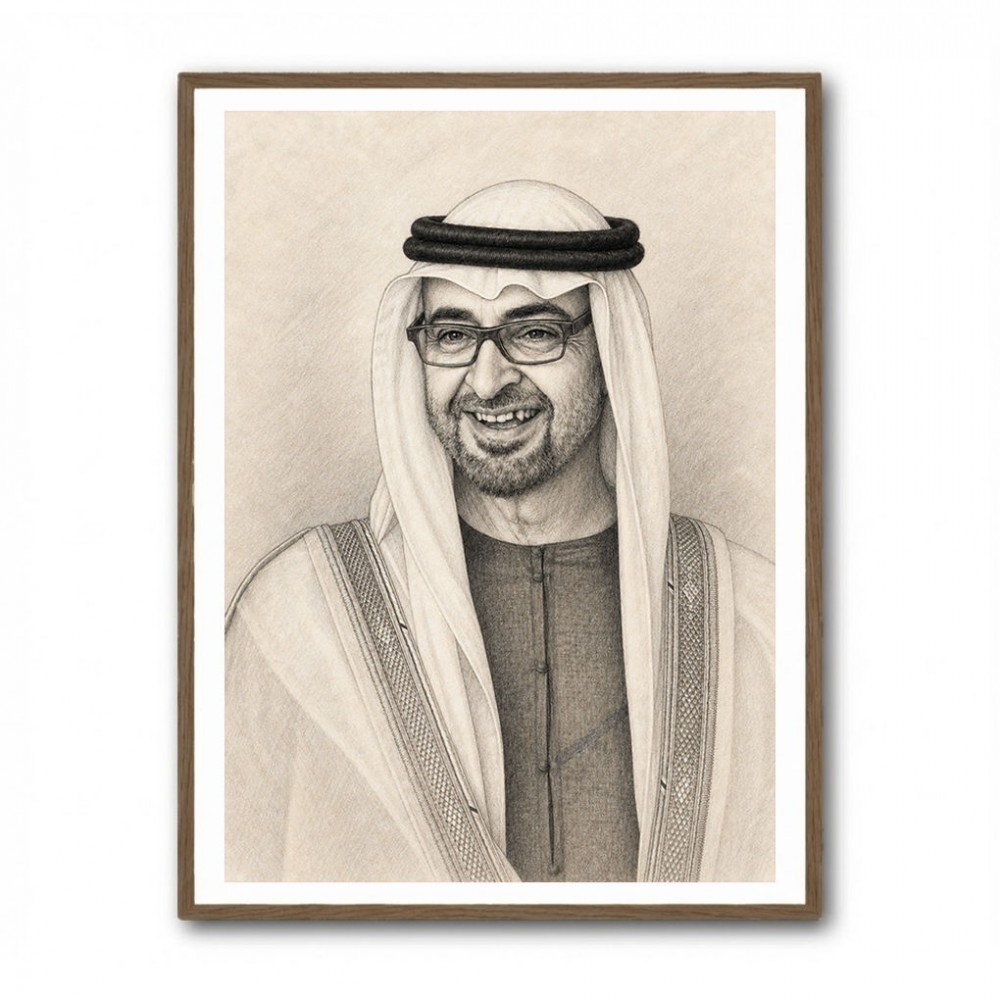 Sheikh Mohammed Bin Zayed Al Nahyan 1 Pencil Sketch Style Portrait