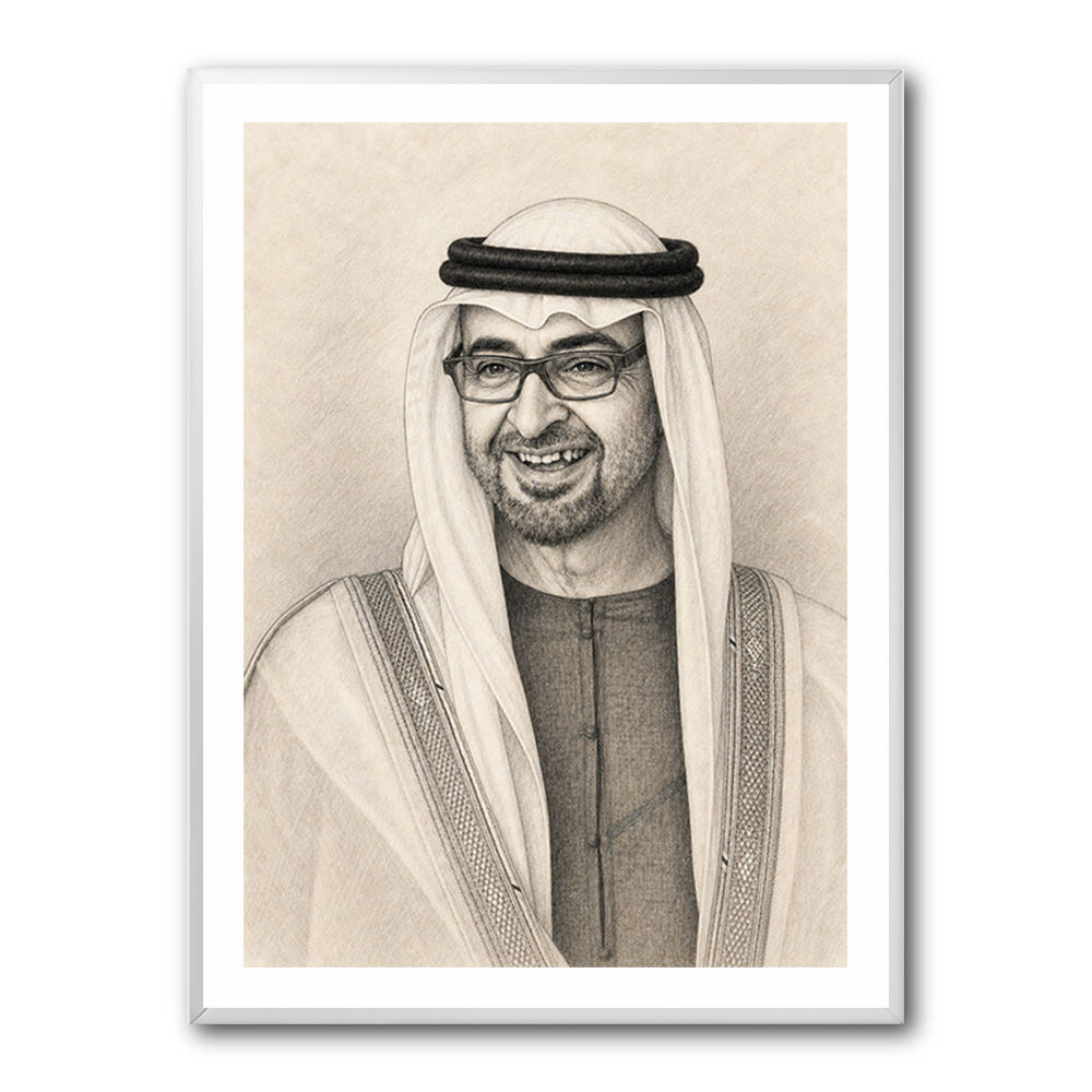 Sheikh Mohammed Bin Zayed Al Nahyan 1 Pencil Sketch Style Portrait