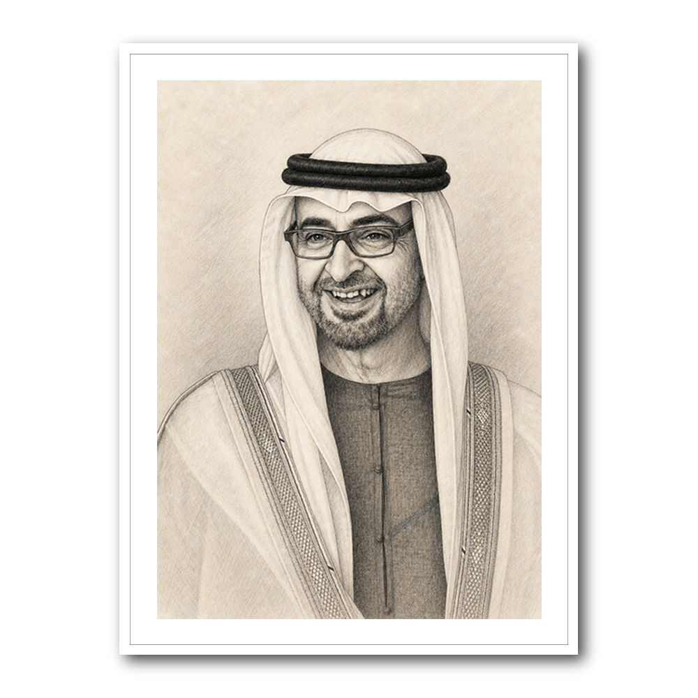 Sheikh Mohammed Bin Zayed Al Nahyan 1 Pencil Sketch Style Portrait