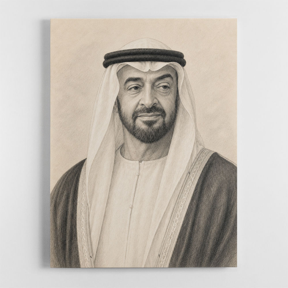 Sheikh Mohammed Bin Zayed Al Nahyan Pencil Sketch Style Portrait