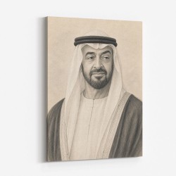 Sheikh Mohammed Bin Zayed Al Nahyan Pencil Sketch Style Portrait