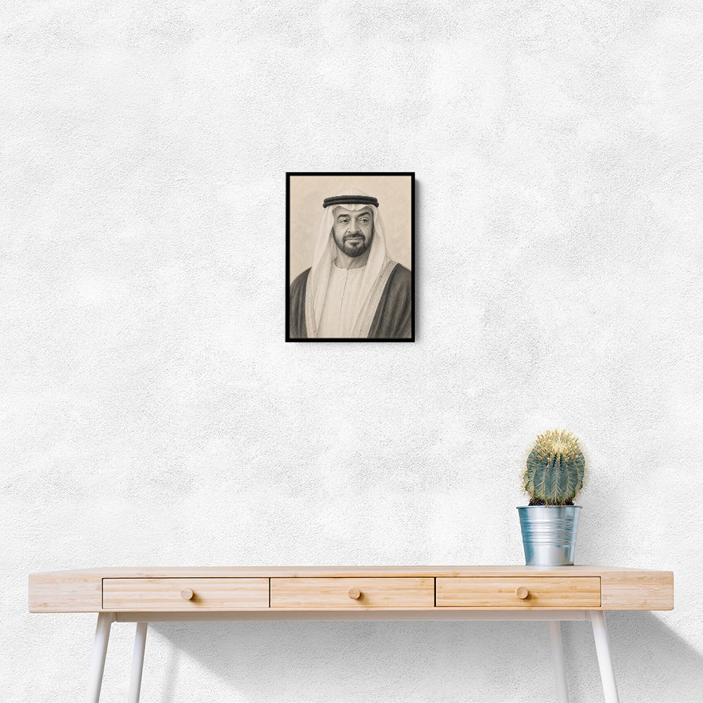 Sheikh Mohammed Bin Zayed Al Nahyan Pencil Sketch Style Portrait
