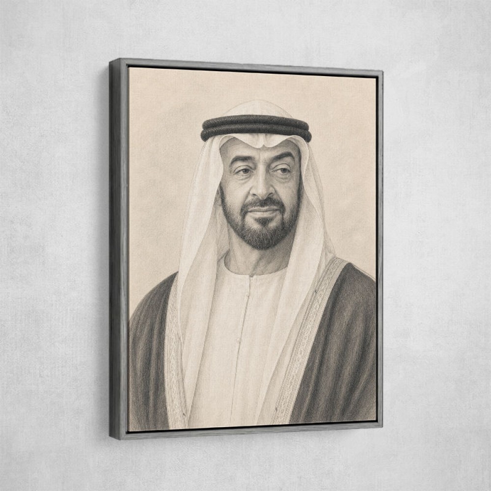 Sheikh Mohammed Bin Zayed Al Nahyan Pencil Sketch Style Portrait