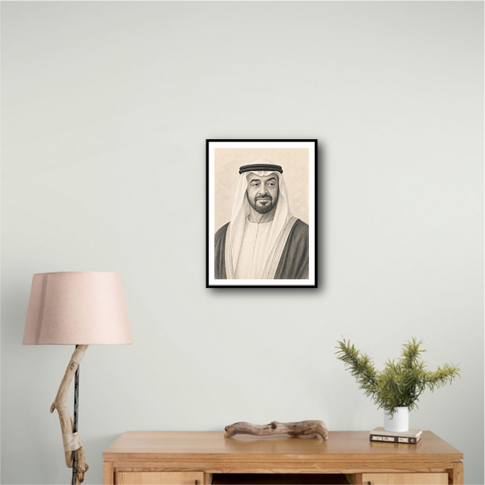 Sheikh Mohammed Bin Zayed Al Nahyan Pencil Sketch Style Portrait