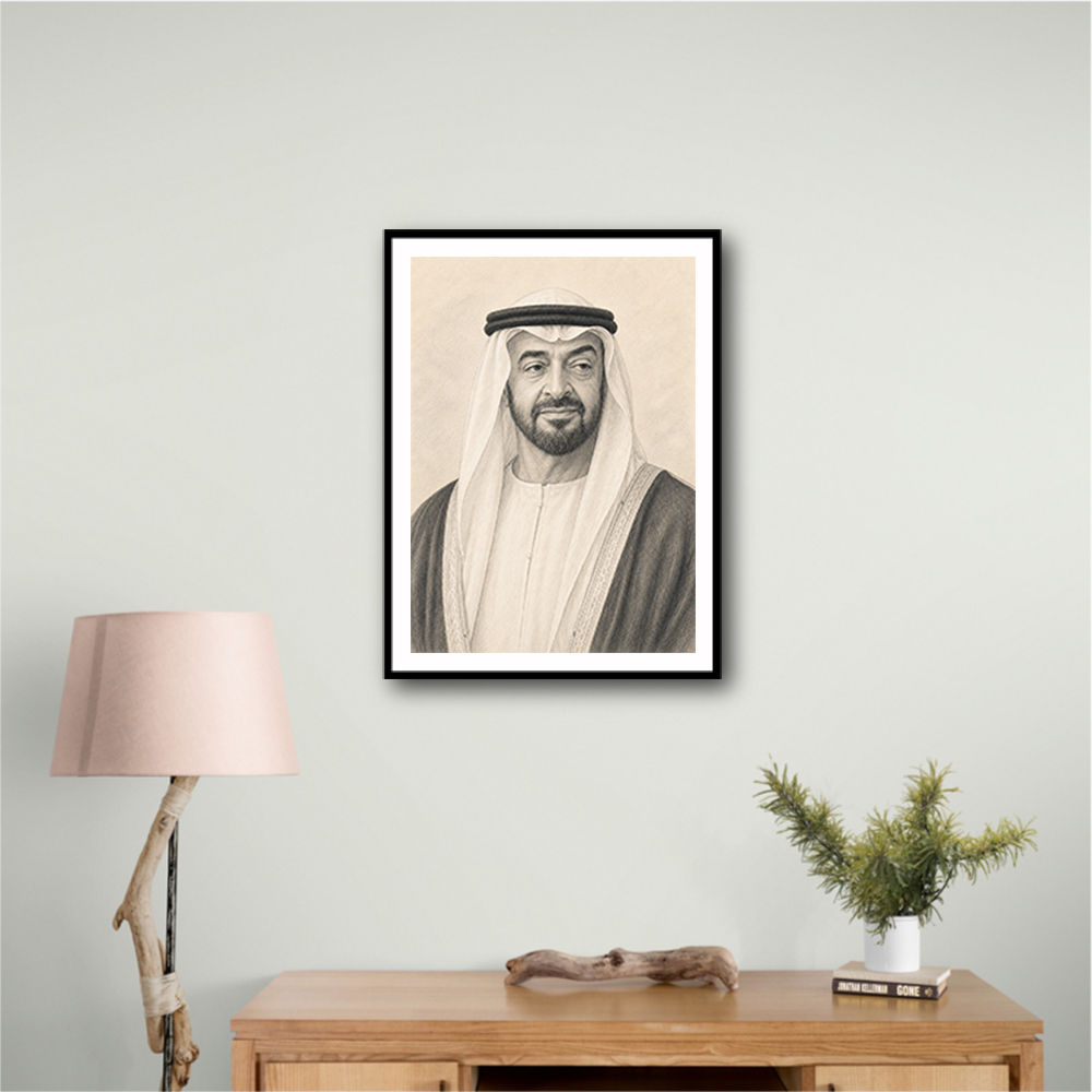 Sheikh Mohammed Bin Zayed Al Nahyan Pencil Sketch Style Portrait